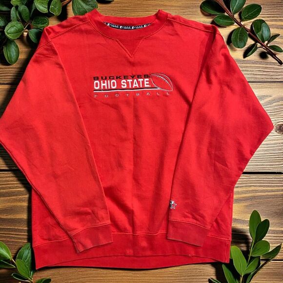 Starter Vintage 90s NCAA Ohio State Football Crewneck Sweatshirt Red Men's XL - Picture 1 of 9